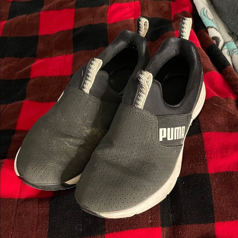 Puma Slip-On Athletic Shoes - Black and White Accents